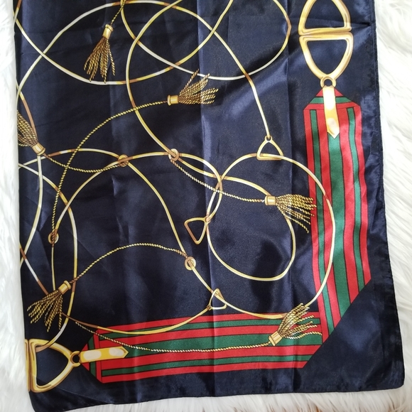 Satin Scarf Blue And Red Color 34 × 34 Inches..... - Picture 7 of 9